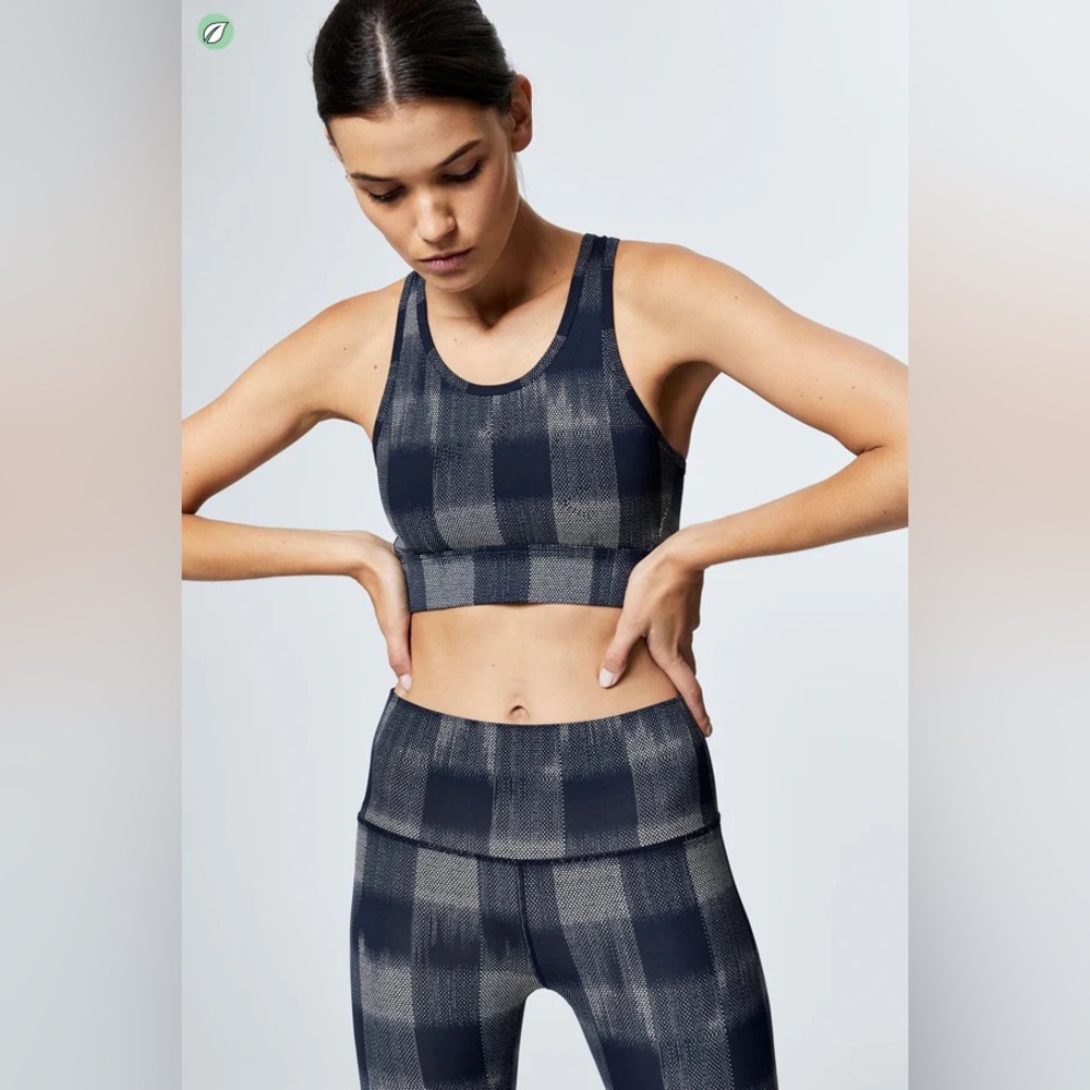 Varley Berkeley Sports Bra Gray Black Check Checkered, Size Medium (M) Athletic
